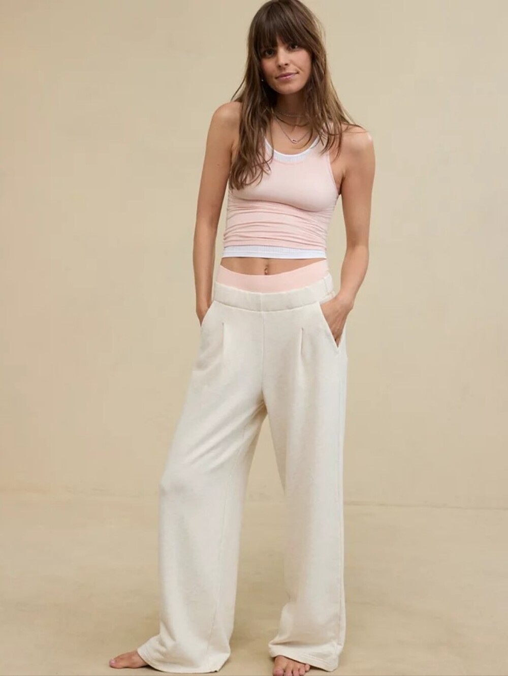 NWT Aerie New Heights Trouser Heather Frost Oatmeal Large L